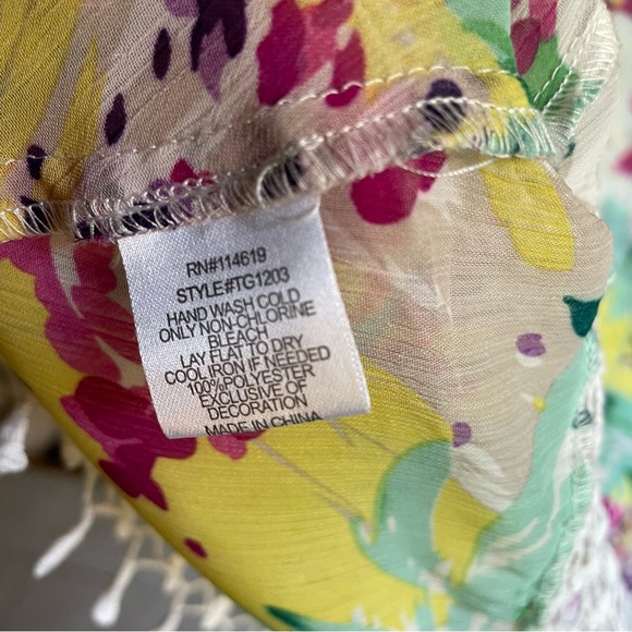 Sienna Rose Floral Bohemian Top/ Swim Cover-up. Green, Purple, Red. Size Small - Picture 8 of 10